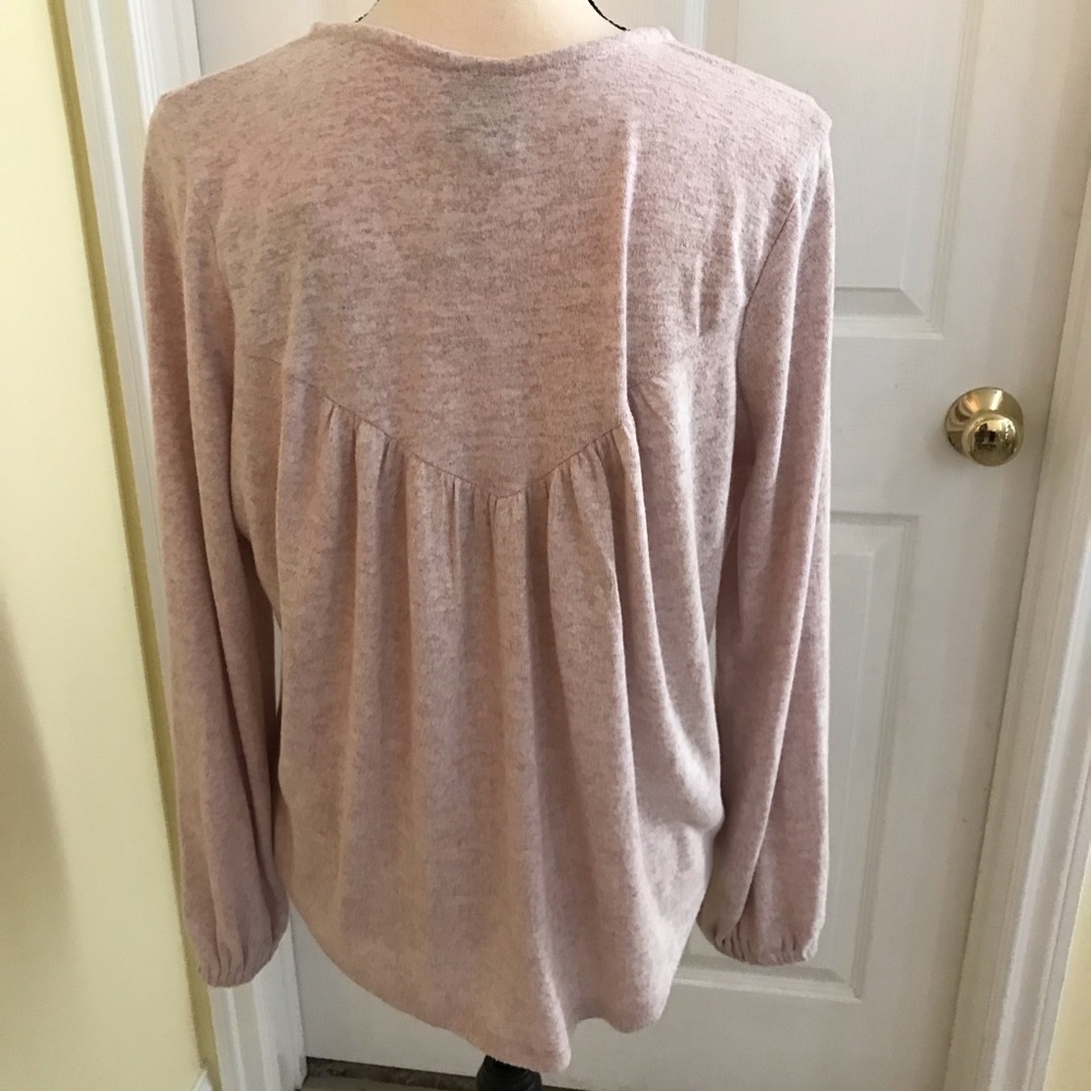 Bobeau Angel Wing Women's Marled V-Neck Top Dusty Rose Size Medium NWT - Picture 4 of 10